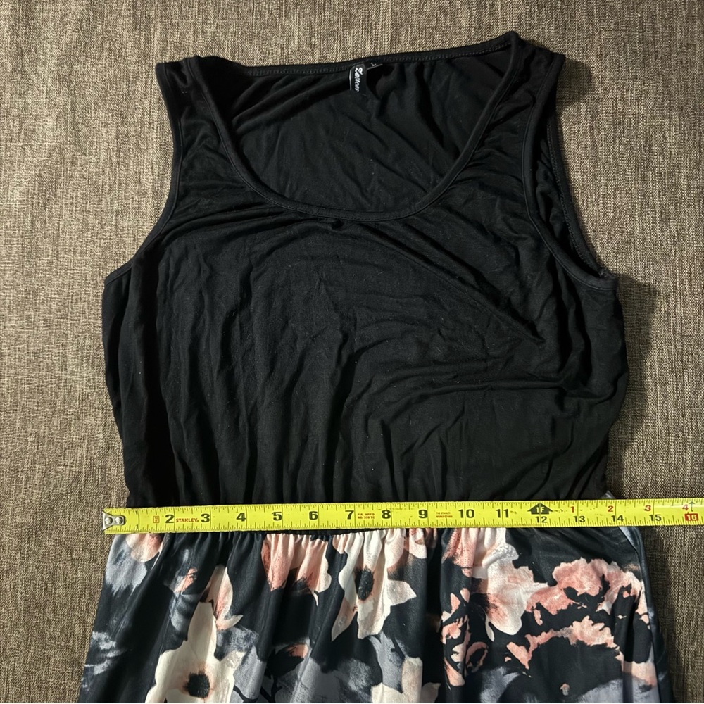 Zattcas Womens Sleeveless Scoop Neck Cinched Waist Floral Print Maxi Dress L